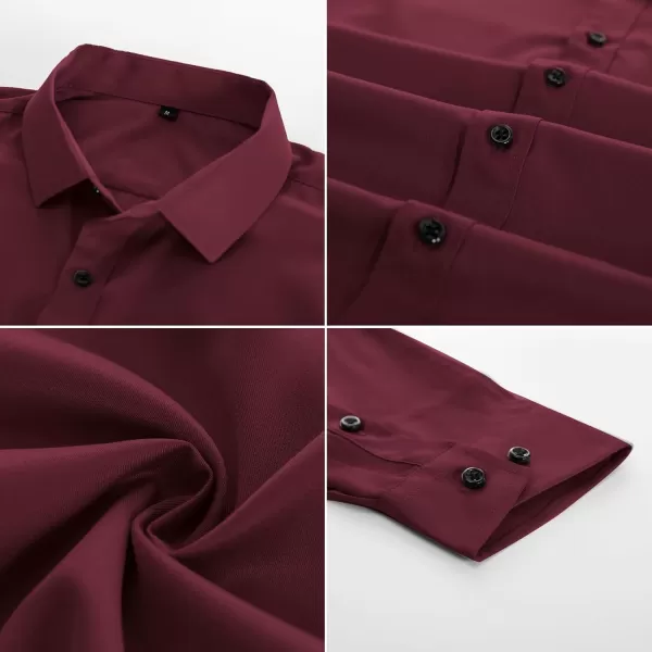 PJ PAUL JONES Men's Dress Shirts Long Sleeve Wrinkle Free Solid Shirt Business Casual Button Down Shirts