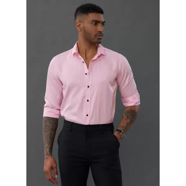PJ PAUL JONES Men's Dress Shirts Long Sleeve Wrinkle Free Solid Shirt Business Casual Button Down Shirts