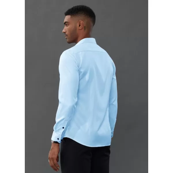 PJ PAUL JONES Men's Dress Shirts Long Sleeve Wrinkle Free Solid Shirt Business Casual Button Down Shirts