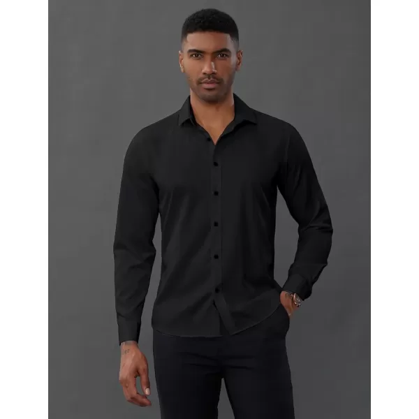 PJ PAUL JONES Men's Dress Shirts Long Sleeve Wrinkle Free Solid Shirt Business Casual Button Down Shirts