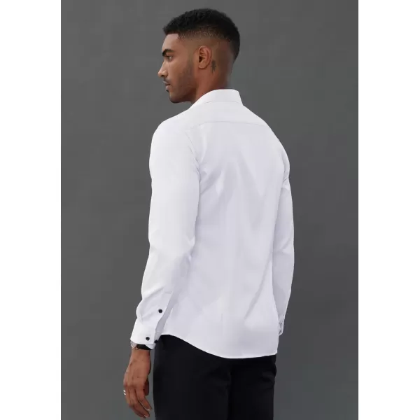 PJ PAUL JONES Men's Dress Shirts Long Sleeve Wrinkle Free Solid Shirt Business Casual Button Down Shirts