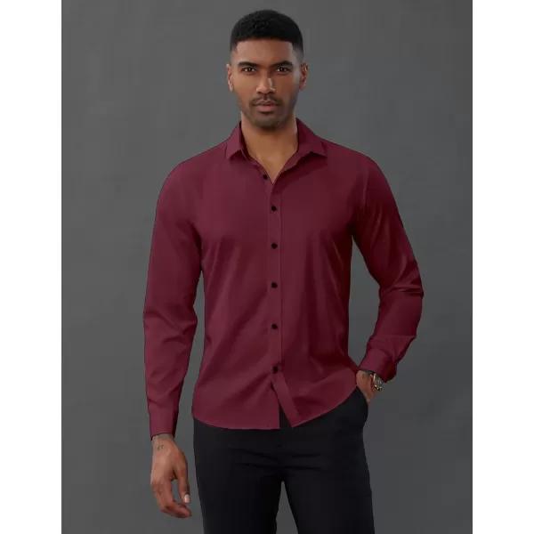 PJ PAUL JONES Men's Dress Shirts Long Sleeve Wrinkle Free Solid Shirt Business Casual Button Down Shirts