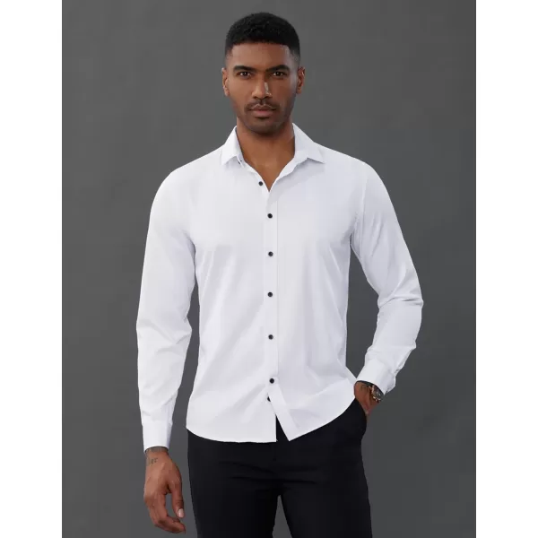 PJ PAUL JONES Men's Dress Shirts Long Sleeve Wrinkle Free Solid Shirt Business Casual Button Down Shirts