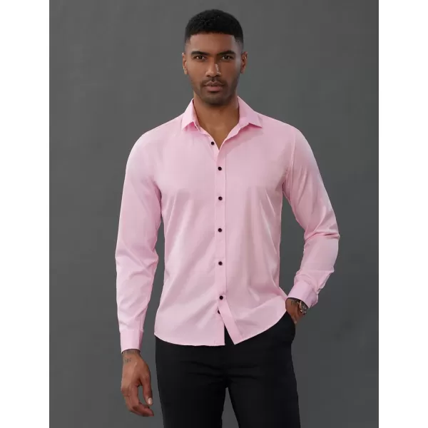 PJ PAUL JONES Men's Dress Shirts Long Sleeve Wrinkle Free Solid Shirt Business Casual Button Down Shirts