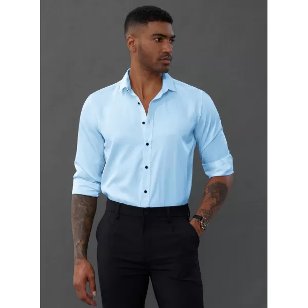 PJ PAUL JONES Men's Dress Shirts Long Sleeve Wrinkle Free Solid Shirt Business Casual Button Down Shirts