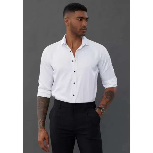 PJ PAUL JONES Men's Dress Shirts Long Sleeve Wrinkle Free Solid Shirt Business Casual Button Down Shirts
