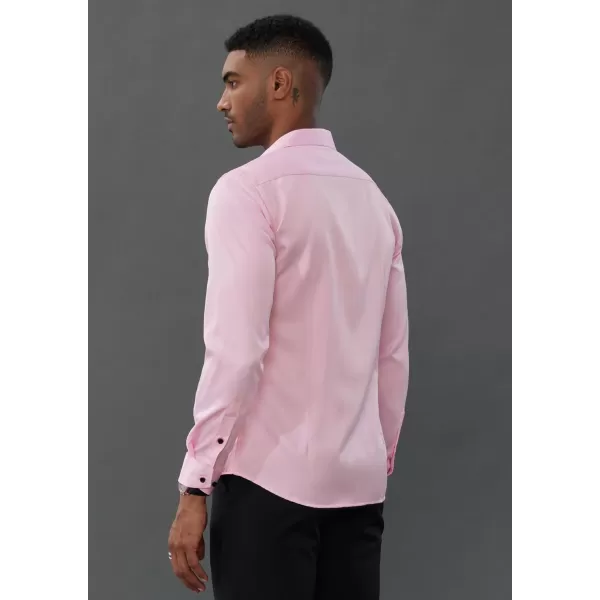 PJ PAUL JONES Men's Dress Shirts Long Sleeve Wrinkle Free Solid Shirt Business Casual Button Down Shirts