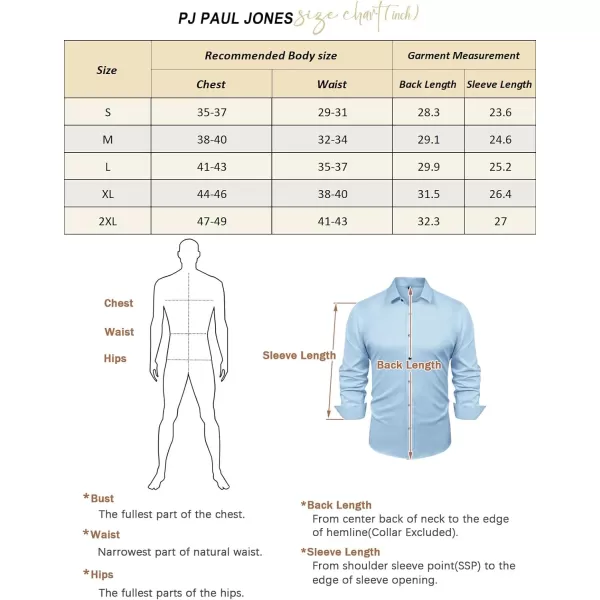 PJ PAUL JONES Men's Dress Shirts Long Sleeve Wrinkle Free Solid Shirt Business Casual Button Down Shirts