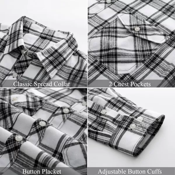 PJ PAUL JONES Mens Flannel Plaid Shirt Casual Long Sleeve Button Down Shirts with Pockets