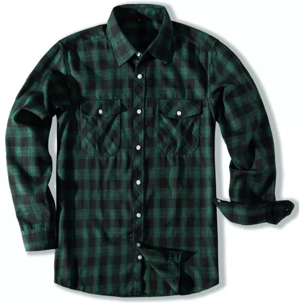 PJ PAUL JONES Mens Flannel Plaid Shirt Casual Long Sleeve Button Down Shirts with Pockets
