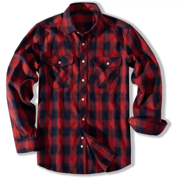 PJ PAUL JONES Mens Flannel Plaid Shirt Casual Long Sleeve Button Down Shirts with Pockets