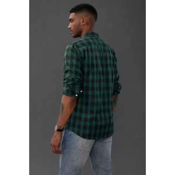 PJ PAUL JONES Mens Flannel Plaid Shirt Casual Long Sleeve Button Down Shirts with Pockets