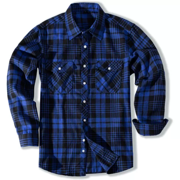PJ PAUL JONES Mens Flannel Plaid Shirt Casual Long Sleeve Button Down Shirts with Pockets