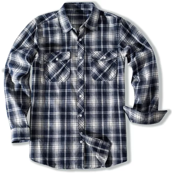 PJ PAUL JONES Mens Flannel Plaid Shirt Casual Long Sleeve Button Down Shirts with Pockets