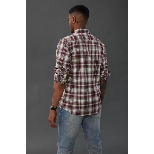 PJ PAUL JONES Mens Flannel Plaid Shirt Casual Long Sleeve Button Down Shirts with Pockets