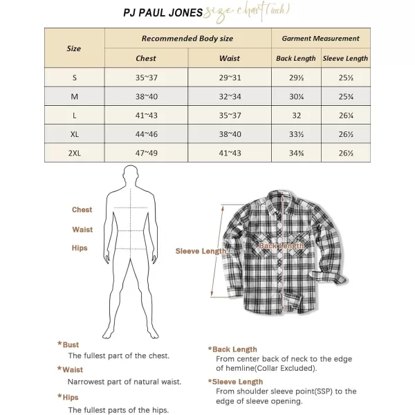 PJ PAUL JONES Mens Flannel Plaid Shirt Casual Long Sleeve Button Down Shirts with Pockets