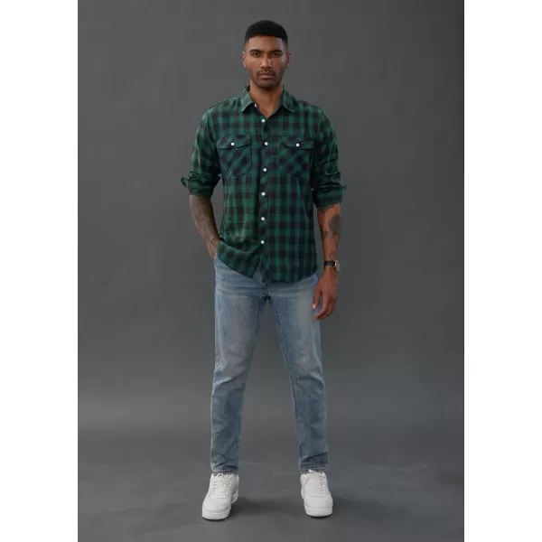 PJ PAUL JONES Mens Flannel Plaid Shirt Casual Long Sleeve Button Down Shirts with Pockets
