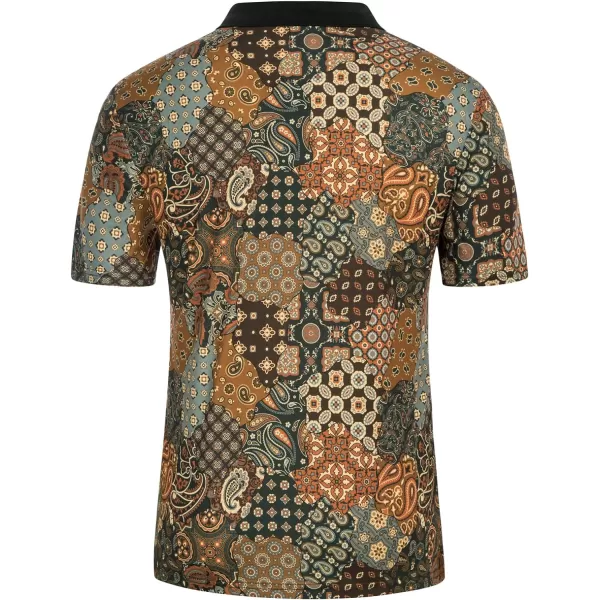 PJ PAUL JONES Mens Flower Polo Shirts Vintage Print Casual Tee Shirts for Summer
