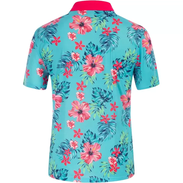 PJ PAUL JONES Mens Flower Polo Shirts Vintage Print Casual Tee Shirts for Summer