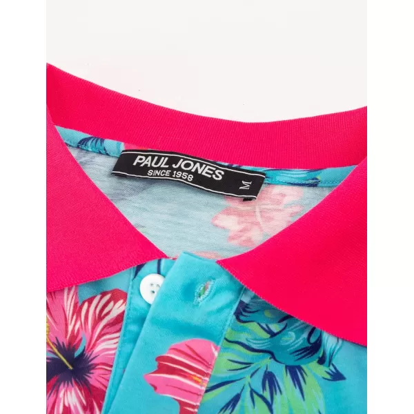 PJ PAUL JONES Mens Flower Polo Shirts Vintage Print Casual Tee Shirts for Summer