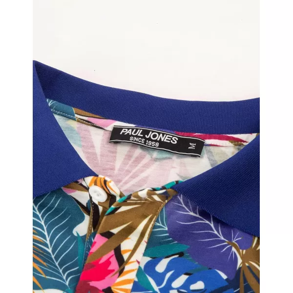 PJ PAUL JONES Mens Flower Polo Shirts Vintage Print Casual Tee Shirts for Summer