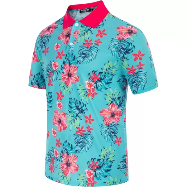 PJ PAUL JONES Mens Flower Polo Shirts Vintage Print Casual Tee Shirts for Summer
