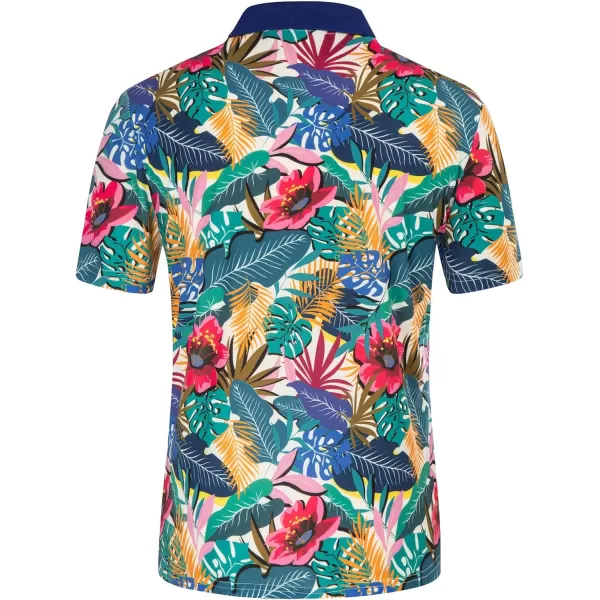 PJ PAUL JONES Mens Flower Polo Shirts Vintage Print Casual Tee Shirts for Summer