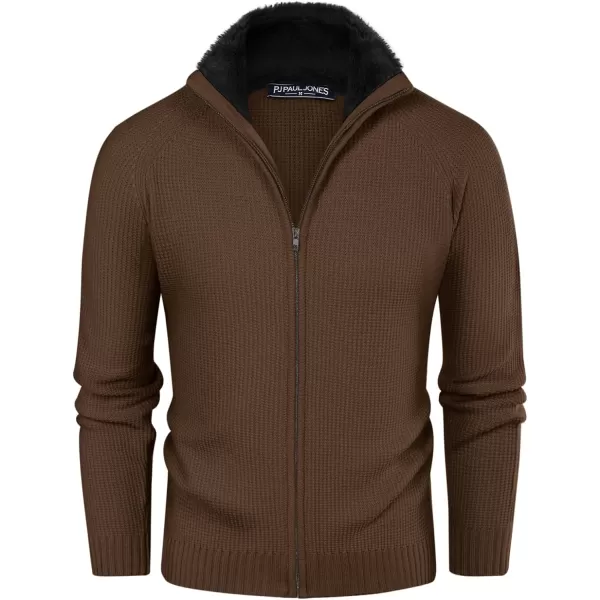 PJ PAUL JONES Mens Full Zip Cardigan Sweater Slim Fit Stand Collar Zip Up Sweater