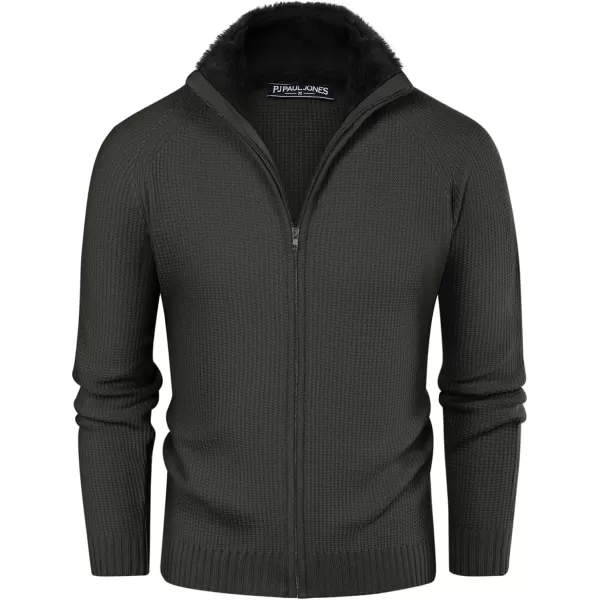PJ PAUL JONES Mens Full Zip Cardigan Sweater Slim Fit Stand Collar Zip Up Sweater