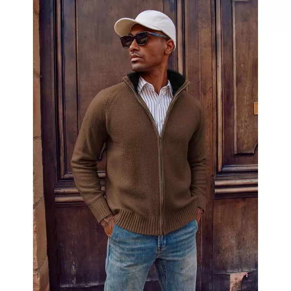 PJ PAUL JONES Mens Full Zip Cardigan Sweater Slim Fit Stand Collar Zip Up Sweater