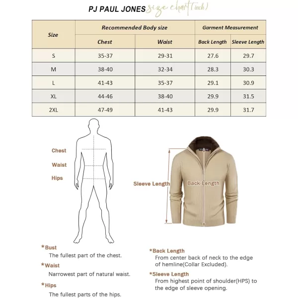 PJ PAUL JONES Mens Full Zip Cardigan Sweater Slim Fit Stand Collar Zip Up Sweater