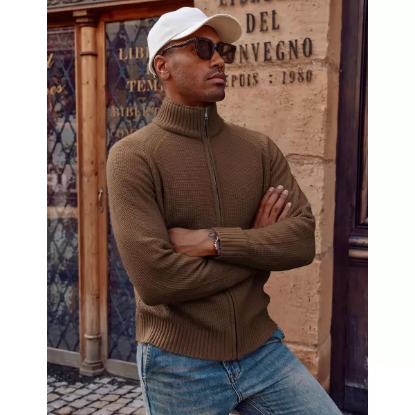 PJ PAUL JONES Mens Full Zip Cardigan Sweater Slim Fit Stand Collar Zip Up Sweater