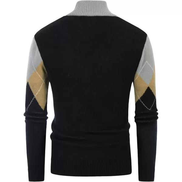 PJ PAUL JONES Mens Full Zip Cardigan Sweaters Argyle Stand Collar Knitwear