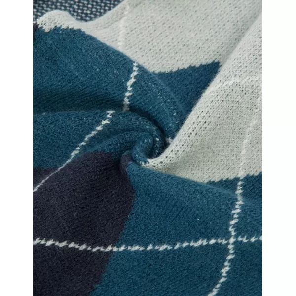 PJ PAUL JONES Mens Full Zip Cardigan Sweaters Argyle Stand Collar Knitwear
