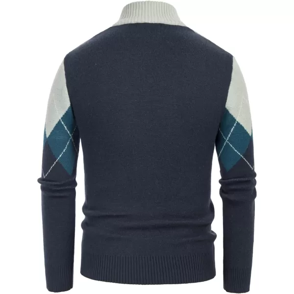 PJ PAUL JONES Mens Full Zip Cardigan Sweaters Argyle Stand Collar Knitwear