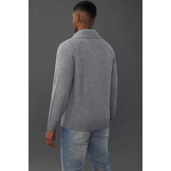 PJ PAUL JONES Men's Full Zip Cardigan Sweaters Unisex Relax Fit Lapel Collar Raglan Sleeve Casual Ribbed Sweater