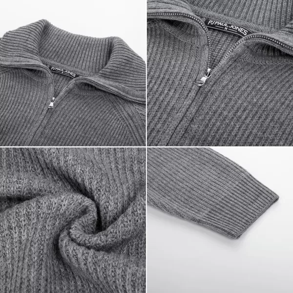 PJ PAUL JONES Men's Full Zip Cardigan Sweaters Unisex Relax Fit Lapel Collar Raglan Sleeve Casual Ribbed Sweater