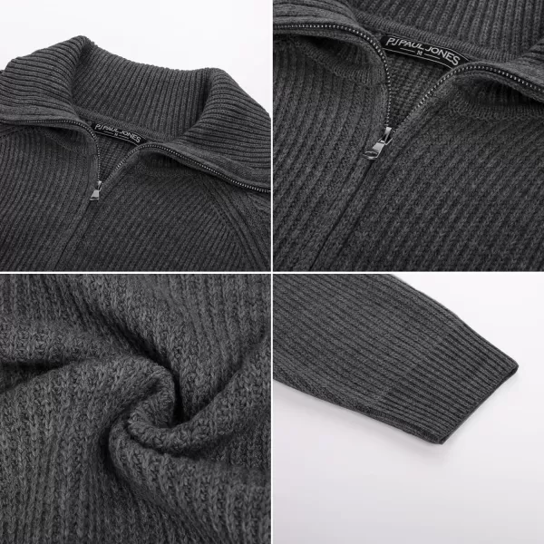 PJ PAUL JONES Men's Full Zip Cardigan Sweaters Unisex Relax Fit Lapel Collar Raglan Sleeve Casual Ribbed Sweater