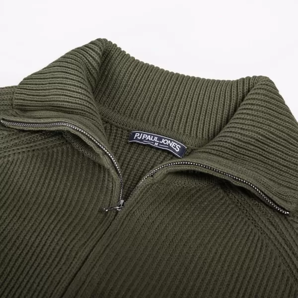 PJ PAUL JONES Men's Full Zip Cardigan Sweaters Unisex Relax Fit Lapel Collar Raglan Sleeve Casual Ribbed Sweater