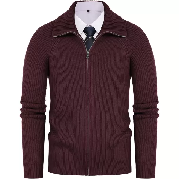 PJ PAUL JONES Men's Full Zip Cardigan Sweaters Unisex Relax Fit Lapel Collar Raglan Sleeve Casual Ribbed Sweater