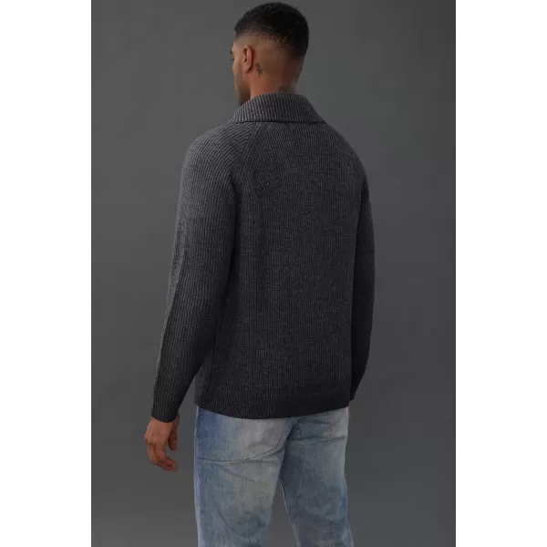 PJ PAUL JONES Men's Full Zip Cardigan Sweaters Unisex Relax Fit Lapel Collar Raglan Sleeve Casual Ribbed Sweater