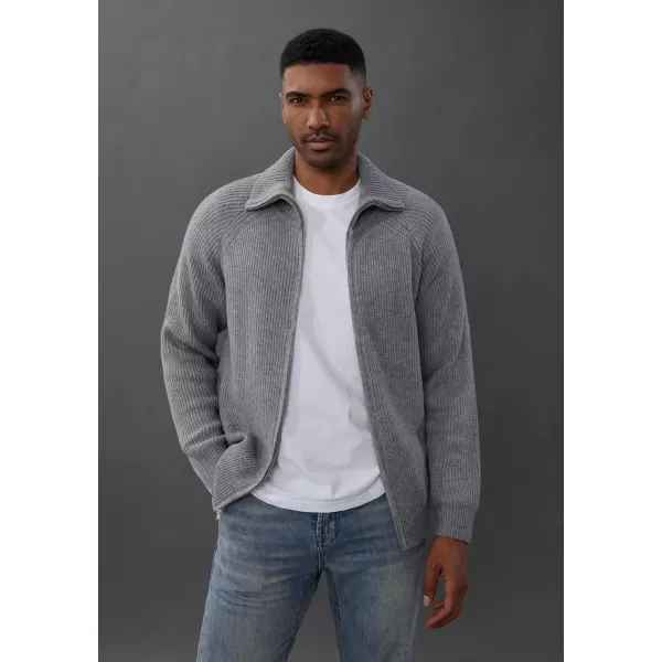 PJ PAUL JONES Men's Full Zip Cardigan Sweaters Unisex Relax Fit Lapel Collar Raglan Sleeve Casual Ribbed Sweater