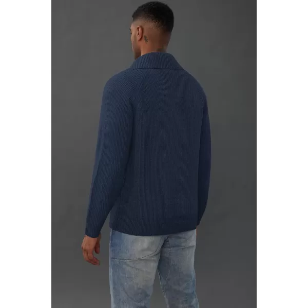 PJ PAUL JONES Men's Full Zip Cardigan Sweaters Unisex Relax Fit Lapel Collar Raglan Sleeve Casual Ribbed Sweater