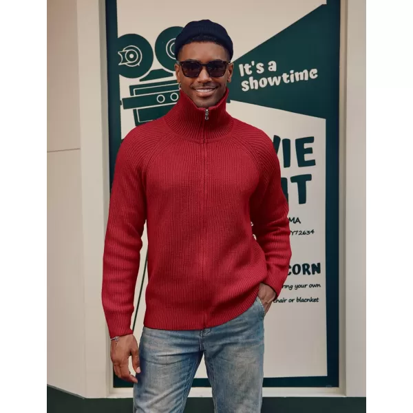 PJ PAUL JONES Men's Full Zip Cardigan Sweaters Unisex Relax Fit Lapel Collar Raglan Sleeve Casual Ribbed Sweater