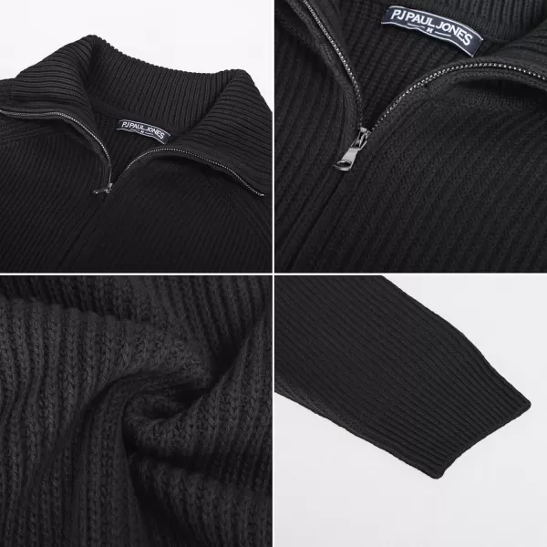 PJ PAUL JONES Men's Full Zip Cardigan Sweaters Unisex Relax Fit Lapel Collar Raglan Sleeve Casual Ribbed Sweater