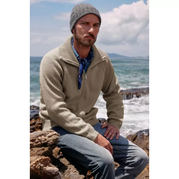 PJ PAUL JONES Men's Full Zip Cardigan Sweaters Unisex Relax Fit Lapel Collar Raglan Sleeve Casual Ribbed Sweater