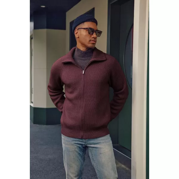 PJ PAUL JONES Men's Full Zip Cardigan Sweaters Unisex Relax Fit Lapel Collar Raglan Sleeve Casual Ribbed Sweater