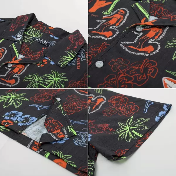 PJ PAUL JONES Mens Hawaiian Shirts Short Sleeve Casual Button Down Tropical Beach Shirt