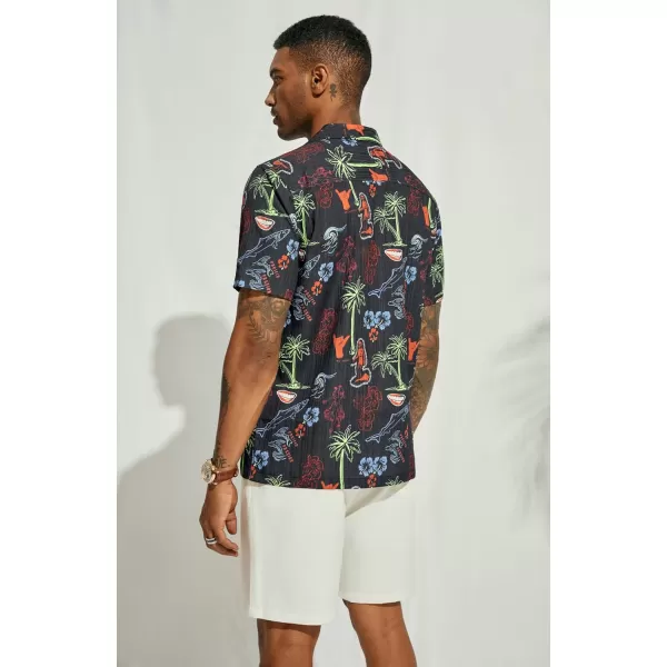 PJ PAUL JONES Mens Hawaiian Shirts Short Sleeve Casual Button Down Tropical Beach Shirt