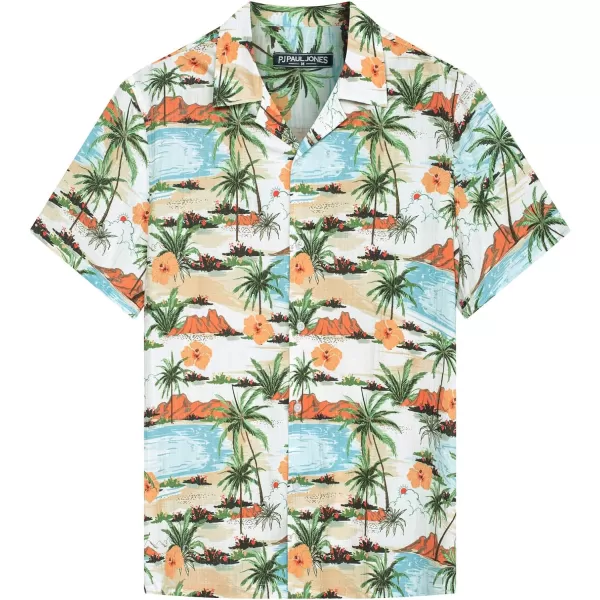 PJ PAUL JONES Mens Hawaiian Shirts Short Sleeve Casual Button Down Tropical Beach Shirt